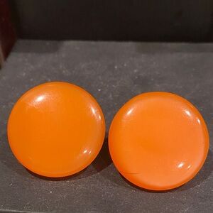Bright Orange Button Earrings